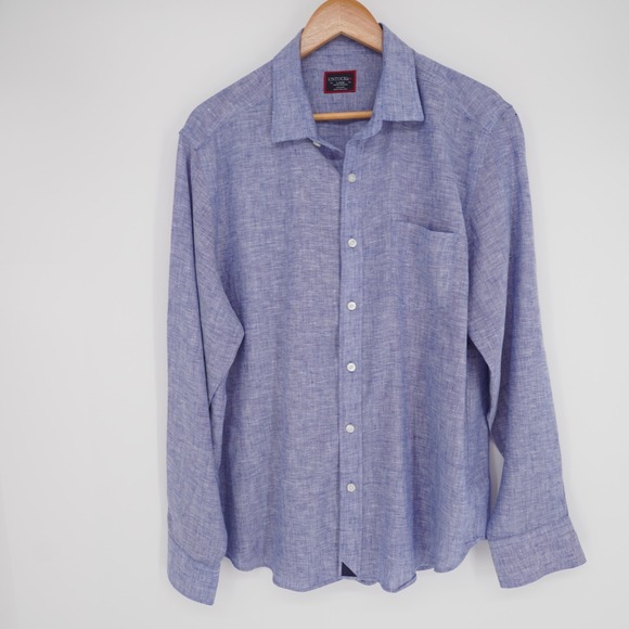 UNTUCKit Other - Untuckit Linen Button Up Shirt Large Slim Fit Blue Wrinkle Resistant Long Sleeve